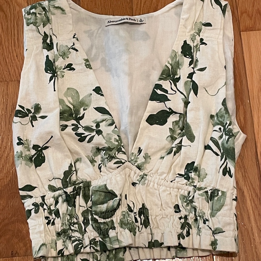 Abercrombie & Fitch Green Sleeveless Ruched Blouse